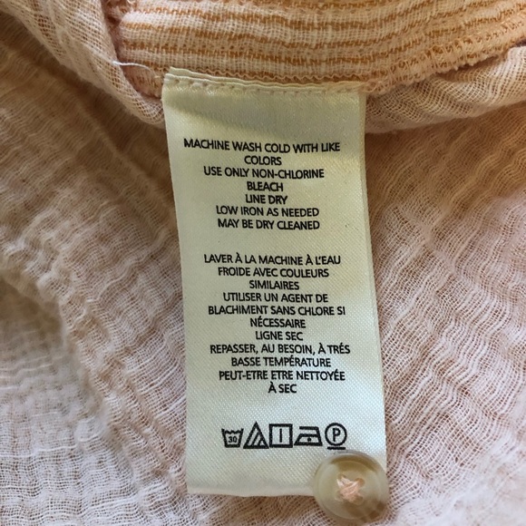 By Anthropologie Boho Gauzy Cotton V-Neck Side Button Popover Shirt Medium - Picture 9 of 14